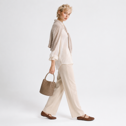 Handmade Woven Bucket Bag Crossbody Top Handle Purse