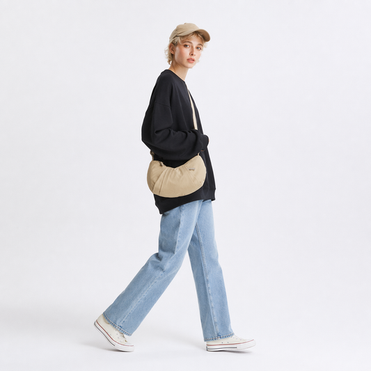 Nylon Crescent Crossbody Bag Lightweight Casual Shoulder Purse