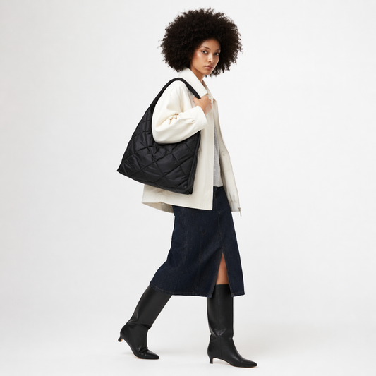 Quilted Puffer Tote Bag Large Travel Hobo Crossbody Handbag
