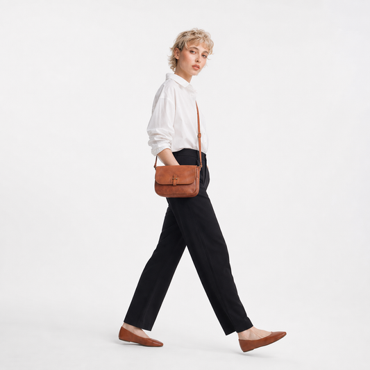 Vintage Leather Messenger Bag Top-Grain Crossbody Shoulder Satchel