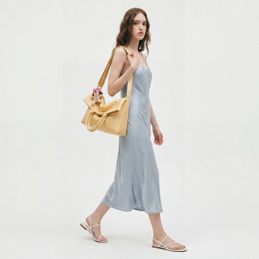PU Leather Slouchy Tote Large Capacity Crossbody Foldable Hobo Bag