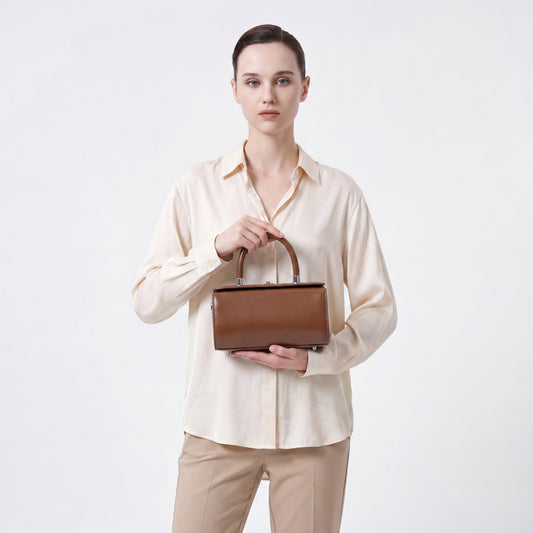 Minimalist Leather Box Tote Chic Crossbody Top Handle Shoulder Bag