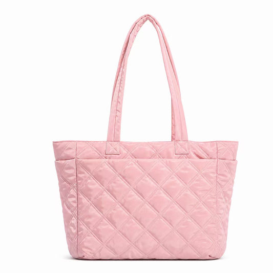 Quilted Nylon Tote Bag Large Puffer Cotton Commuter Work Purse