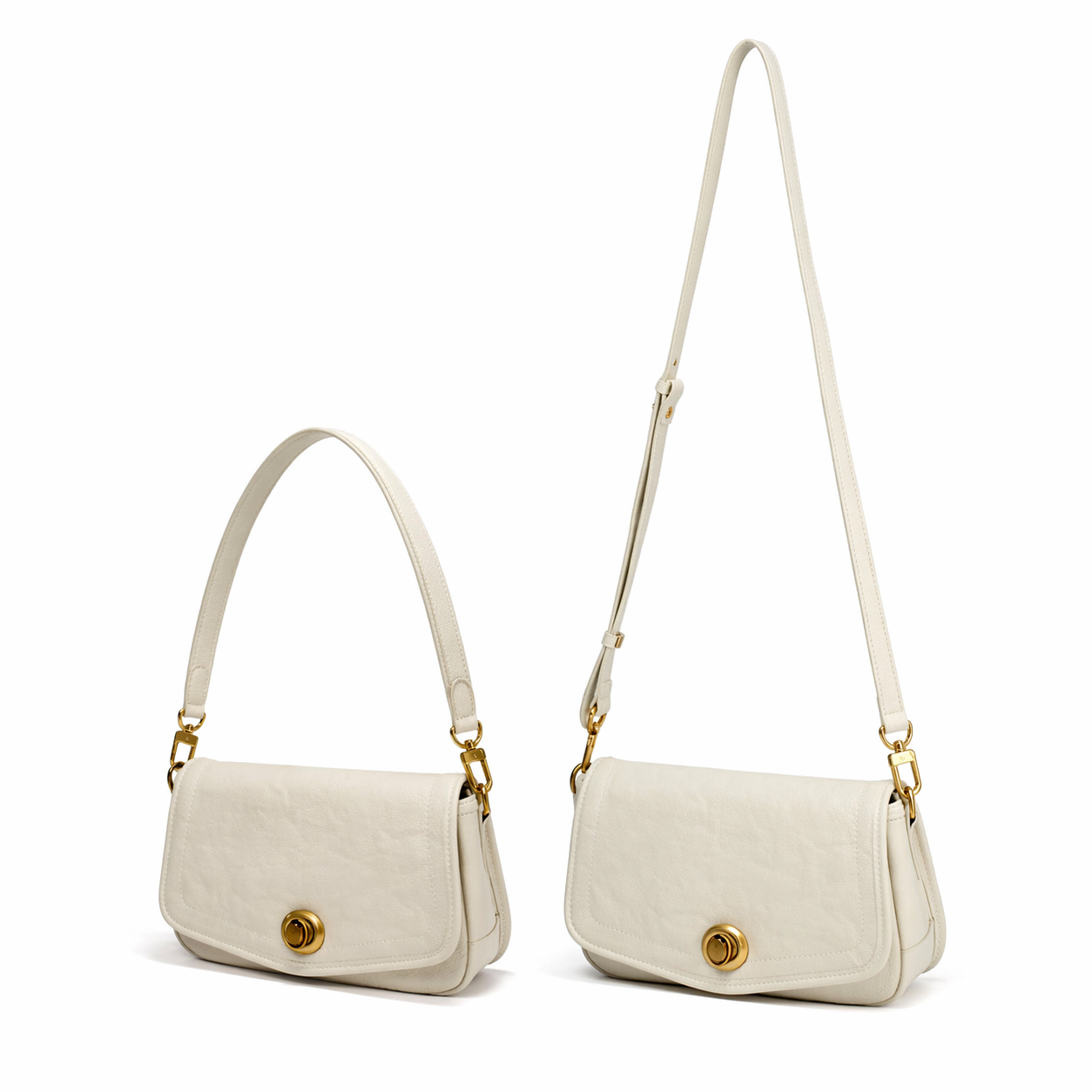 Genuine Leather Vintage Flap Bag Underarm Shoulder Purse
