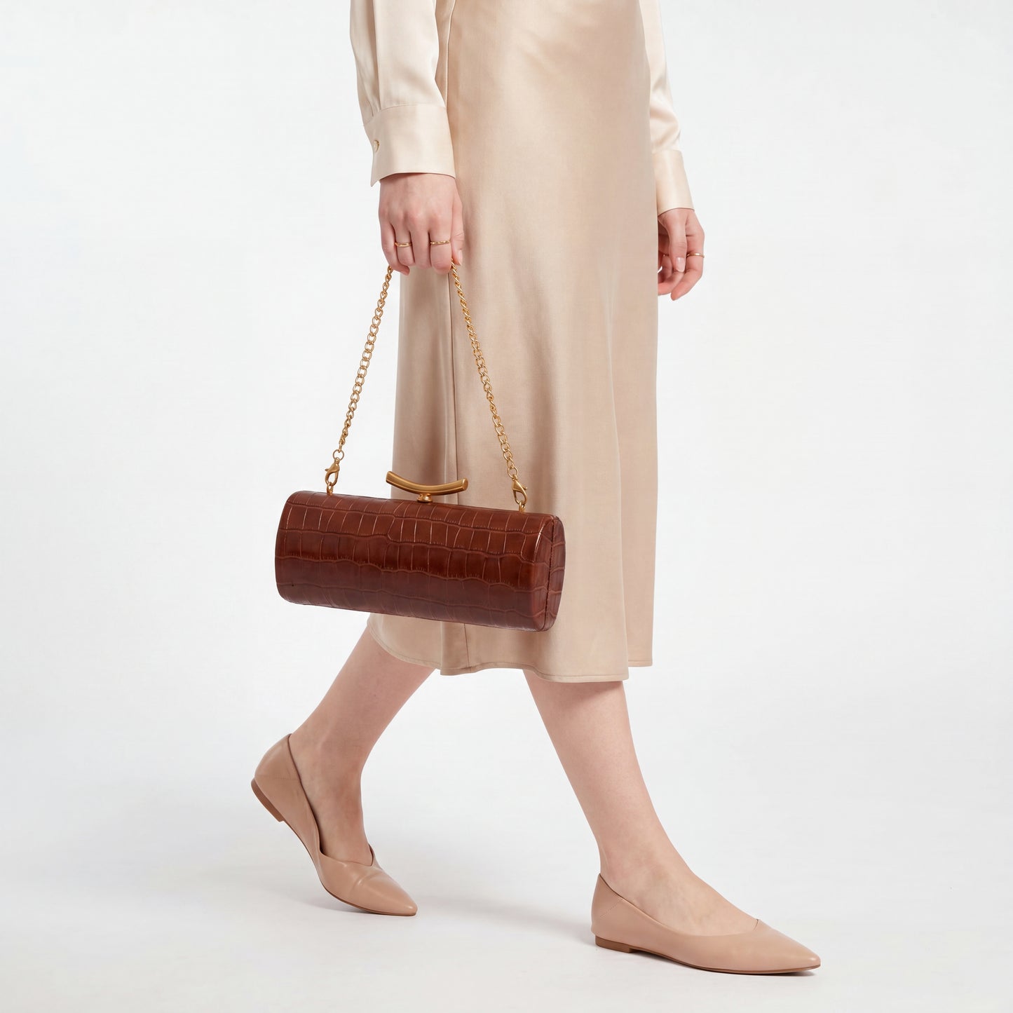 Crocodile Baguette Bag PU Leather Evening Clutch Crossbody Shoulder Bag