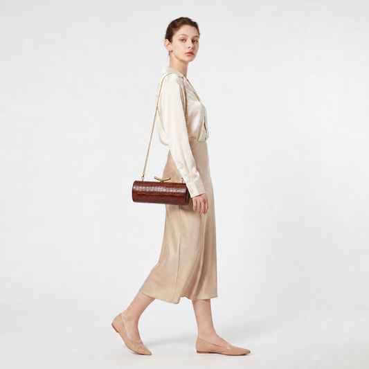 Crocodile Baguette Bag PU Leather Evening Clutch Crossbody Shoulder Bag