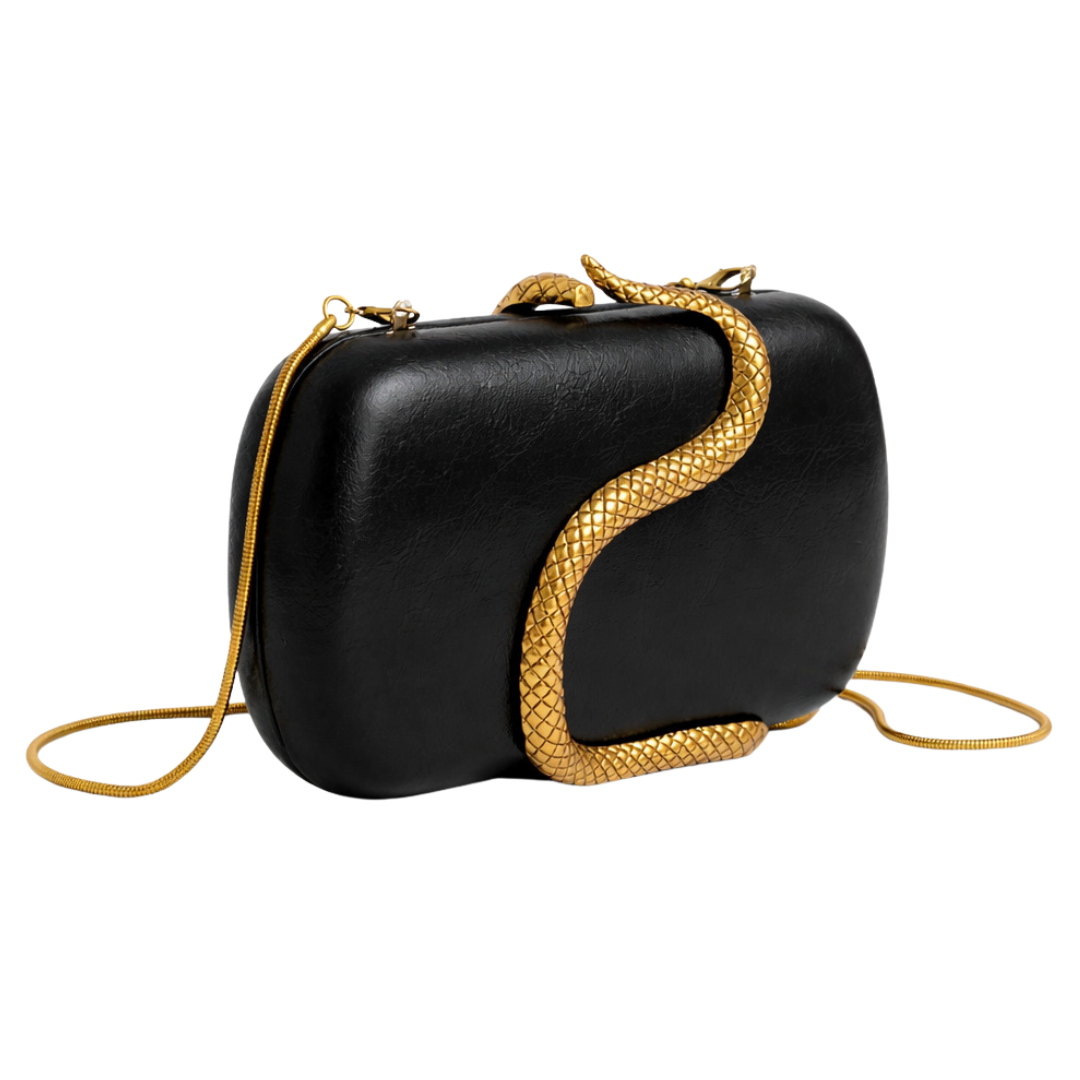 Snake Pattern Clutch PU Leather Evening Purse Crossbody Shoulder Bag