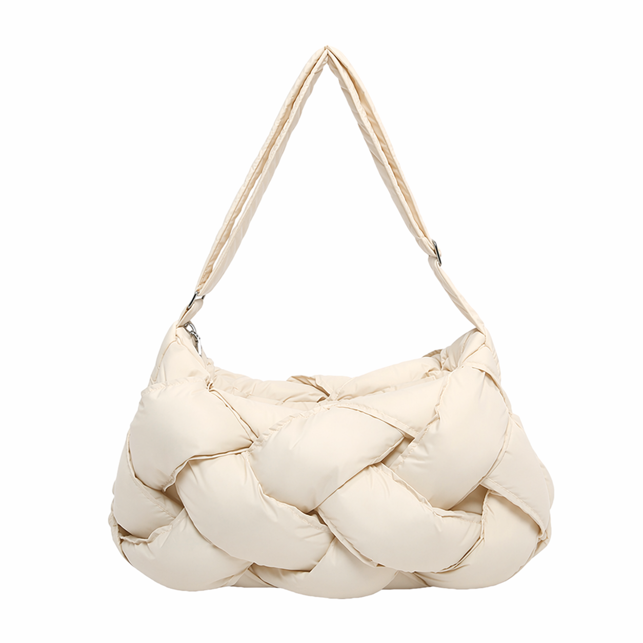 Woven Puffer Tote Bag Large Quilted Nylon Shoulder Crossbody