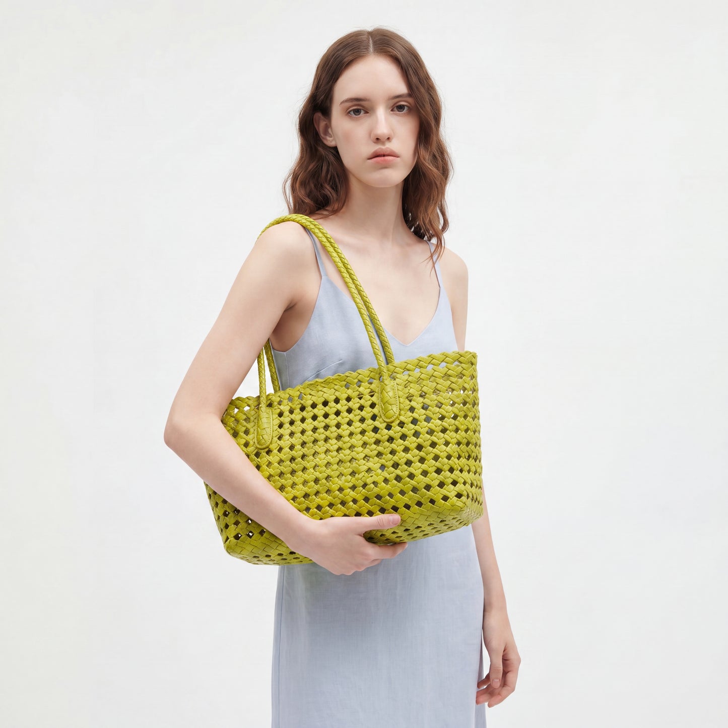 Quilted Lattice Tote Large Capacity Pouch Set Casual Shoulder Bag