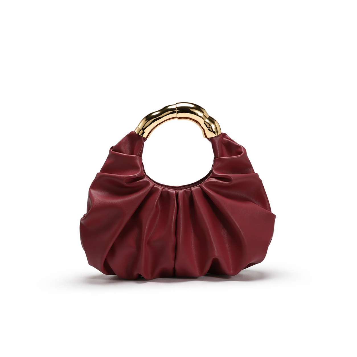Asymmetric Hardware Ruched Cloud Clutch Minimalist Pleated PU Tote Bag