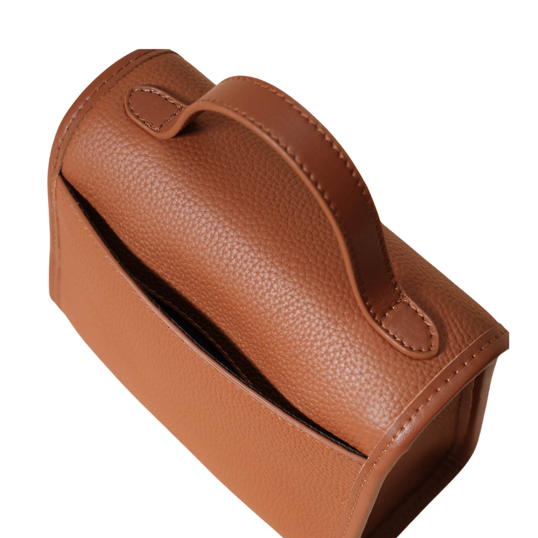 Top-Grain Leather Envelope Crossbody Bag Turn-Lock Shoulder Satchel