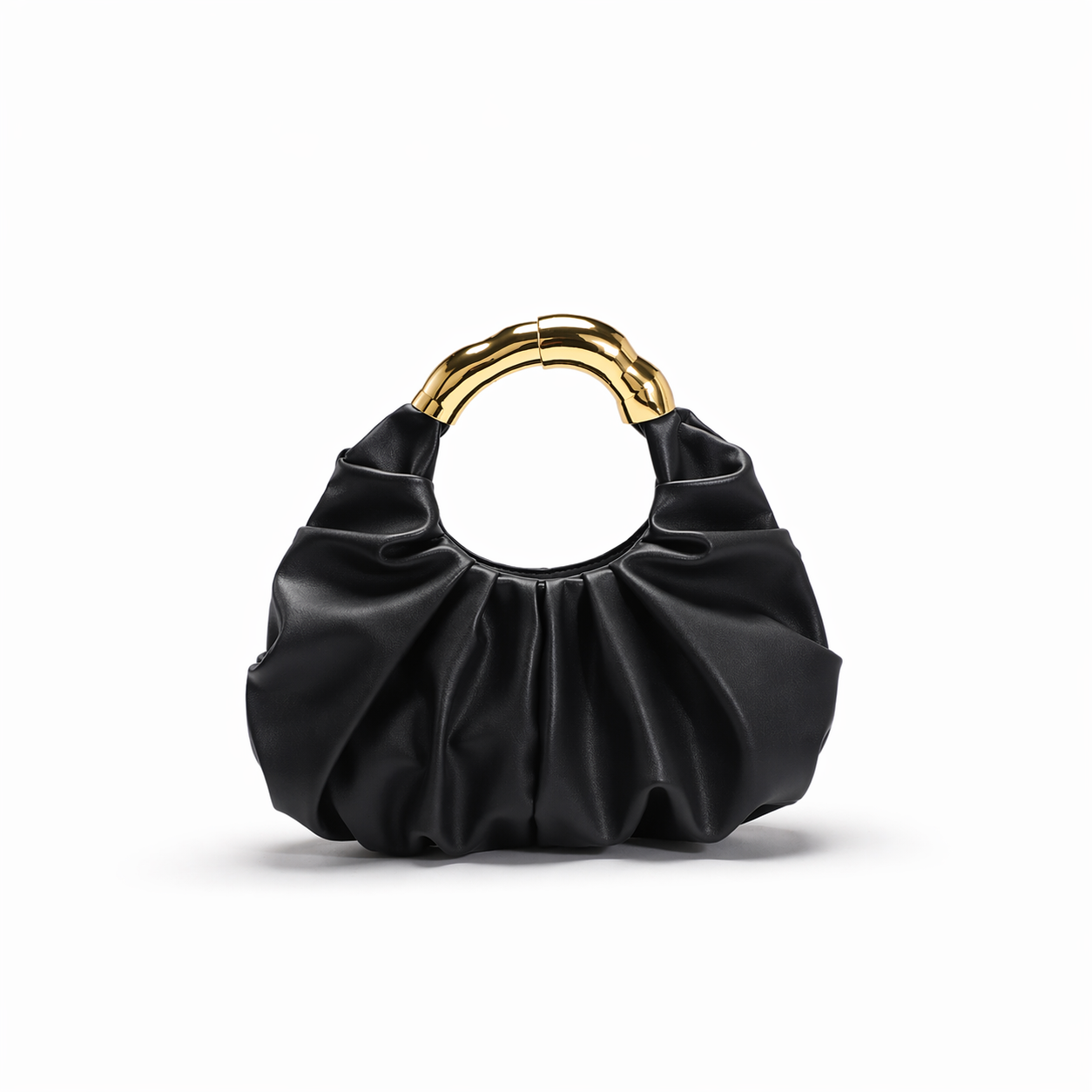 Asymmetric Hardware Ruched Cloud Clutch Minimalist Pleated PU Tote Bag