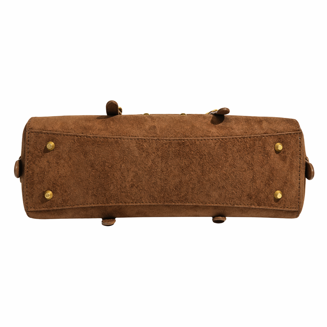 East-West Boston Shoulder Bag Retro Long Baguette Suede Crossbody Bag