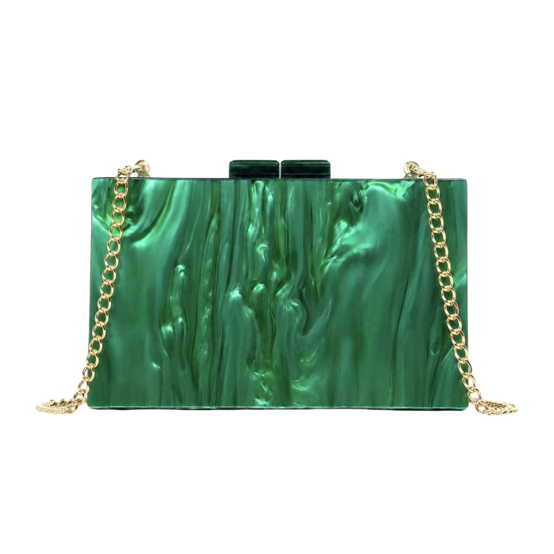 Pearl Acrylic Evening Clutch Beaded Handle Wedding Crossbody Purse