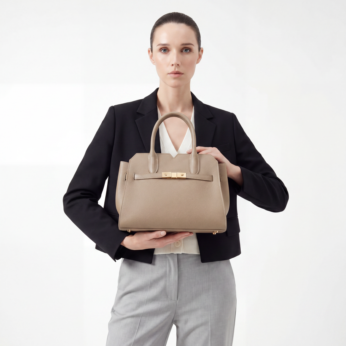 Genuine Leather Satchel Exotic Embossed Large Work Top-Handle Bag