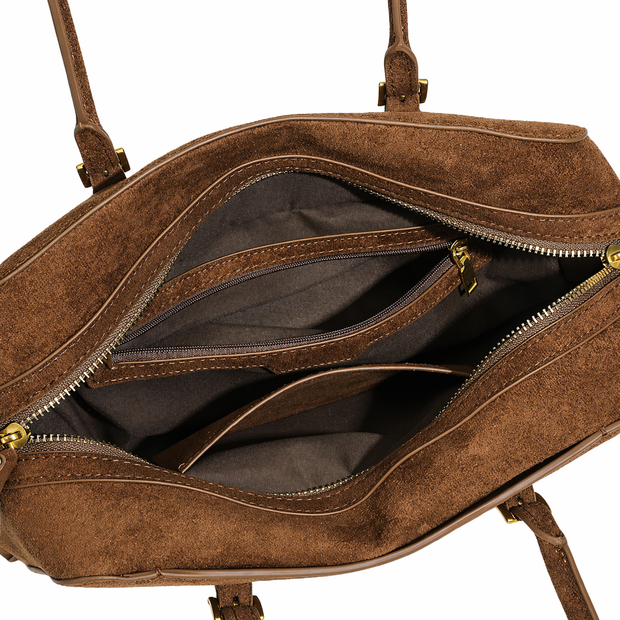 East-West Boston Shoulder Bag Retro Long Baguette Suede Crossbody Bag