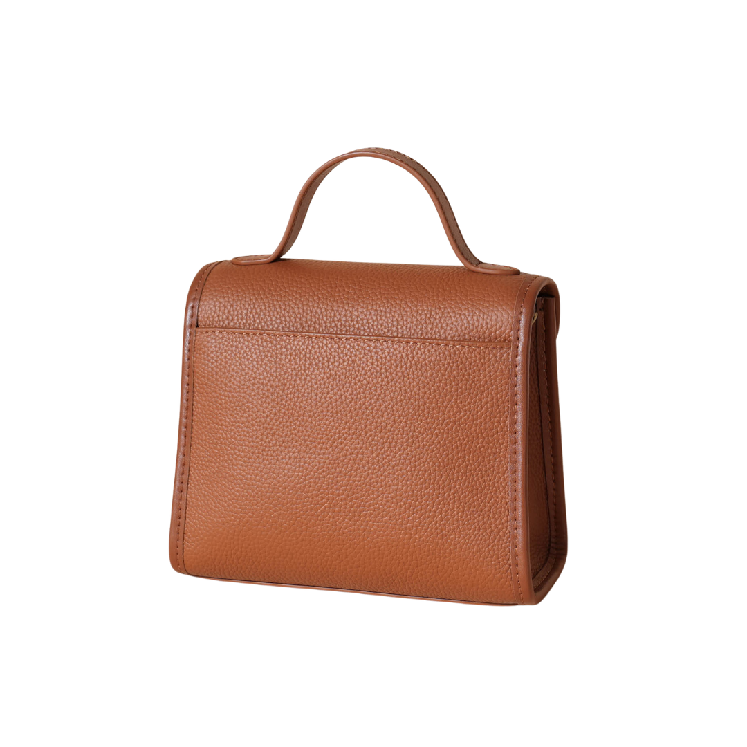 Top-Grain Leather Envelope Crossbody Bag Turn-Lock Shoulder Satchel
