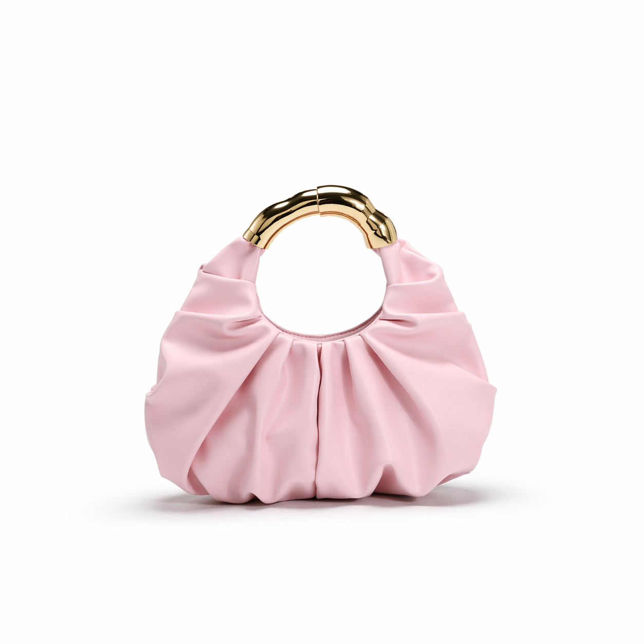 Asymmetric Hardware Ruched Cloud Clutch Minimalist Pleated PU Tote Bag