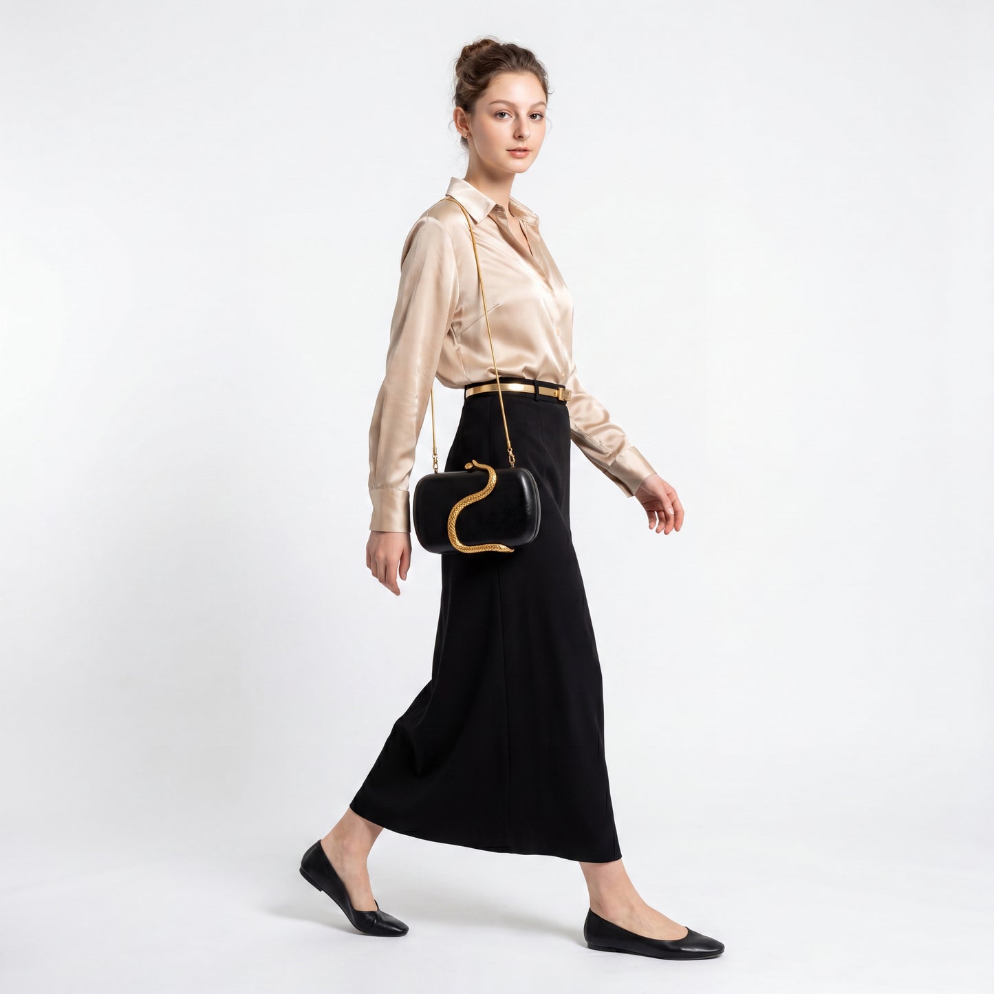 Snake Pattern Clutch PU Leather Evening Purse Crossbody Shoulder Bag