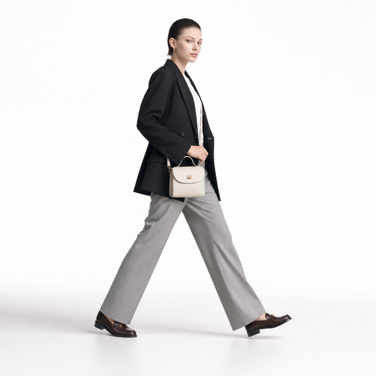 Top-Grain Leather Envelope Crossbody Bag Turn-Lock Shoulder Satchel