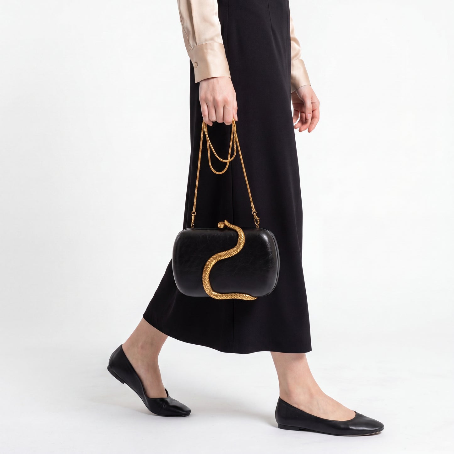 Snake Pattern Clutch PU Leather Evening Purse Crossbody Shoulder Bag