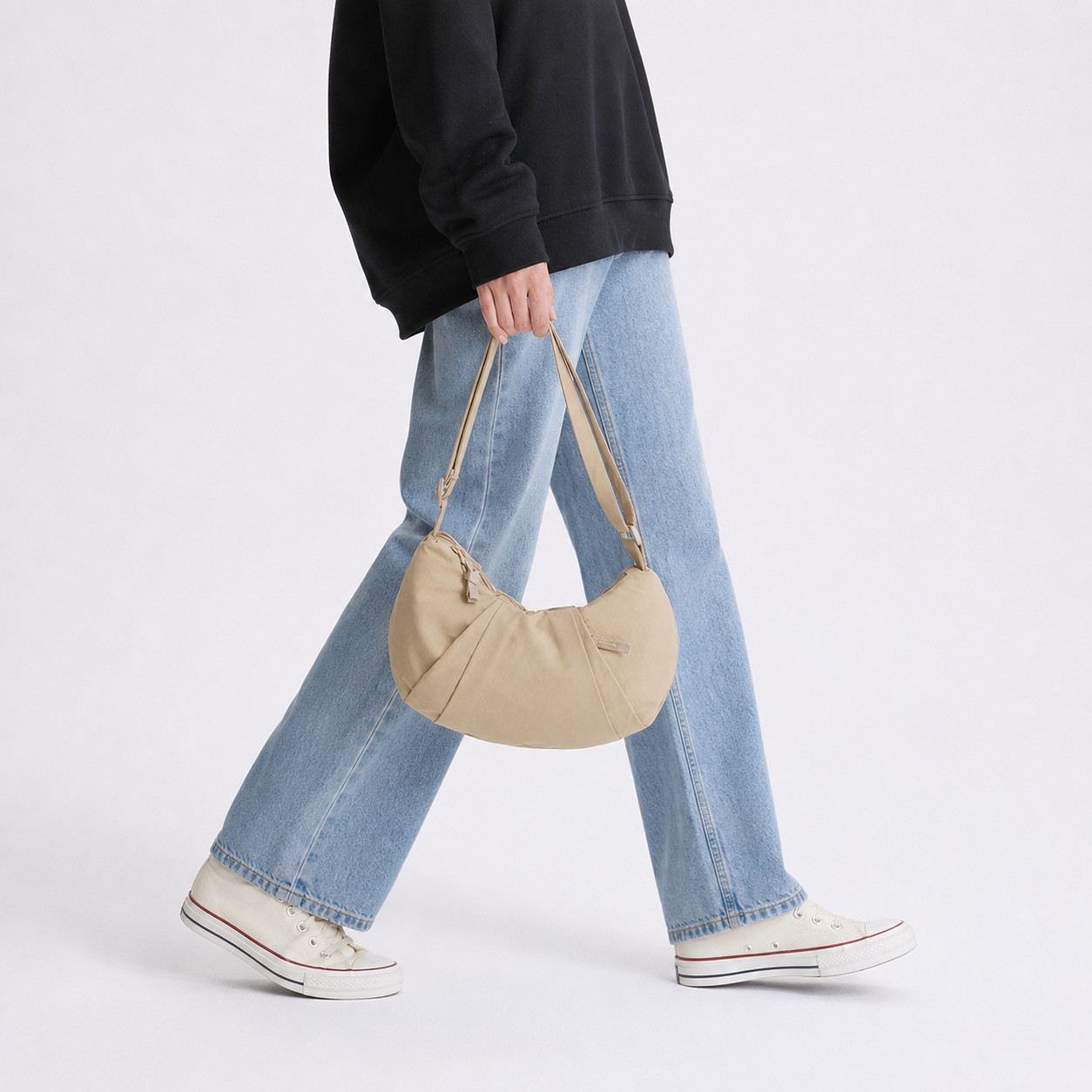 Nylon Crescent Crossbody Bag Lightweight Casual Shoulder Purse