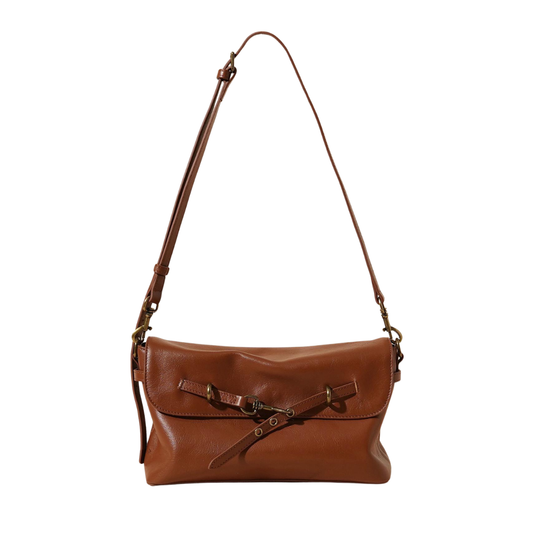 Genuine Leather Crossbody Envelope Bag Solid Color Commuter Satchel