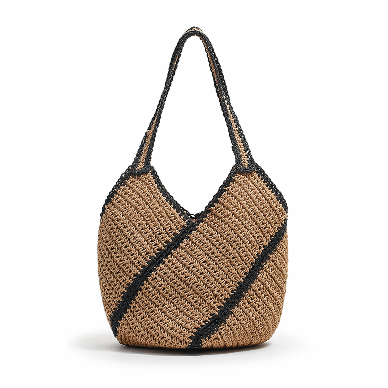 Geometric Straw Bag Large Summer Beach Woven Color Block Tote