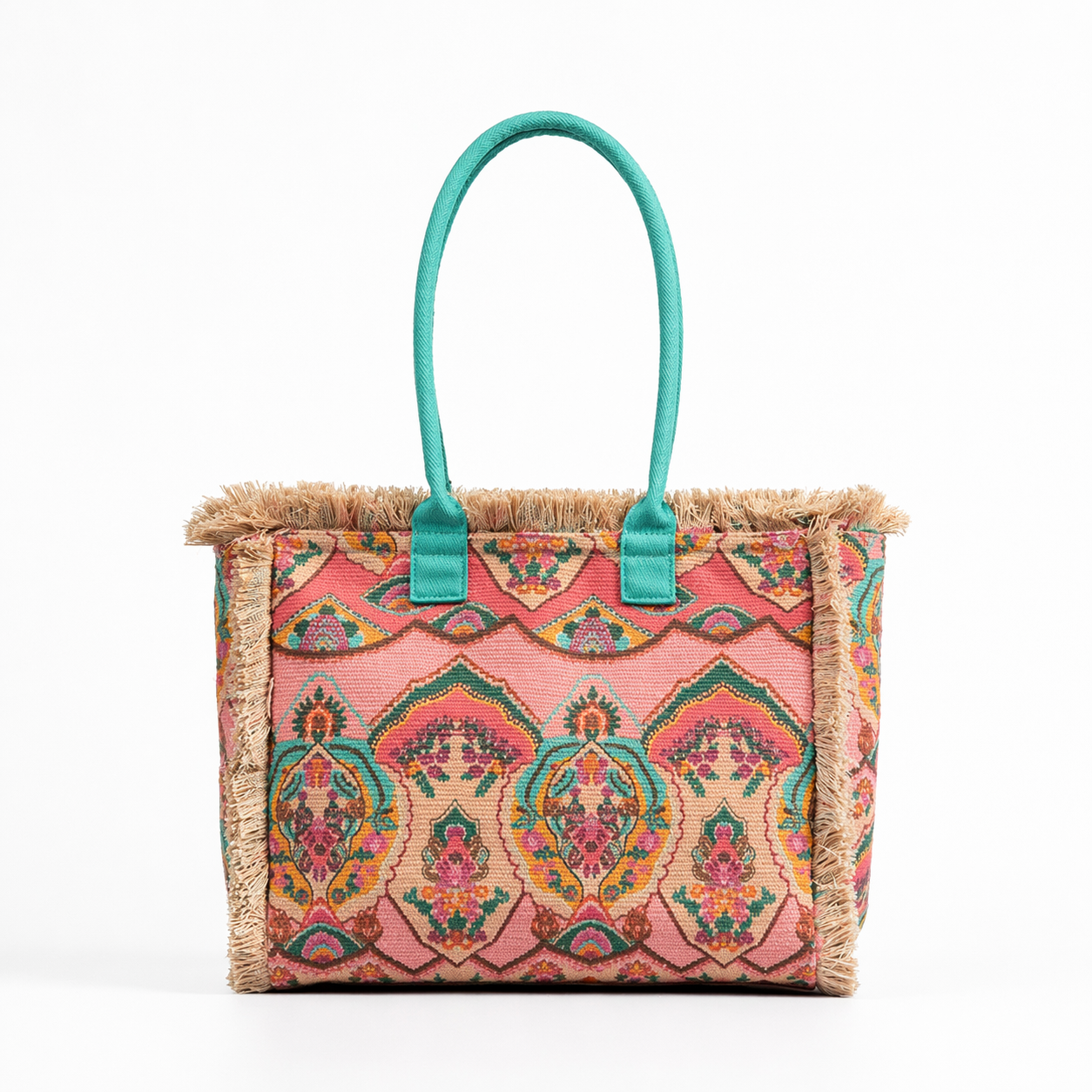 Boho Vintage Tassel Tote Bag Large Canvas Beach Travel Shoulder Bag