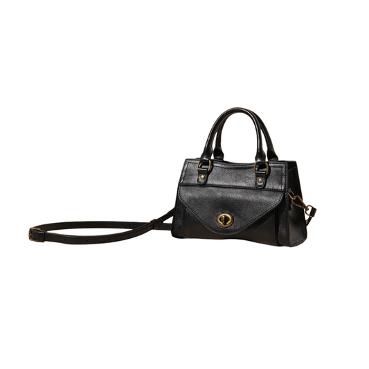 Top-Grain Leather Structured Satchel Top Handle Crossbody Bag