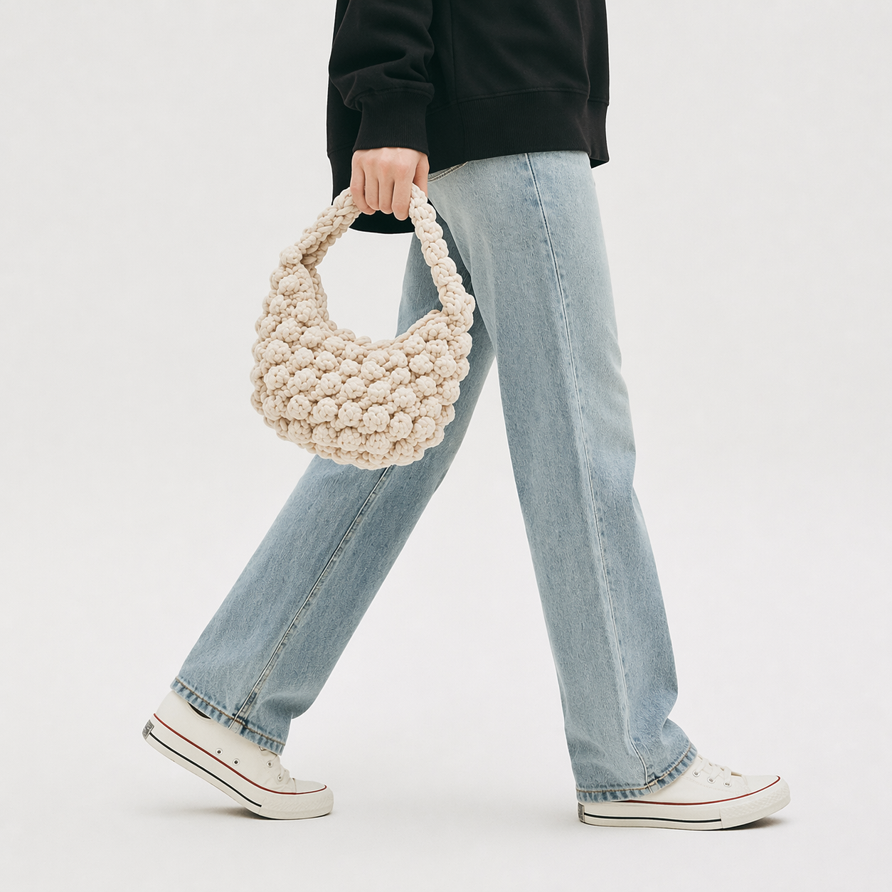 Crochet Woven Bag Candy Color Summer Beach Lightweight Shoulder Tote