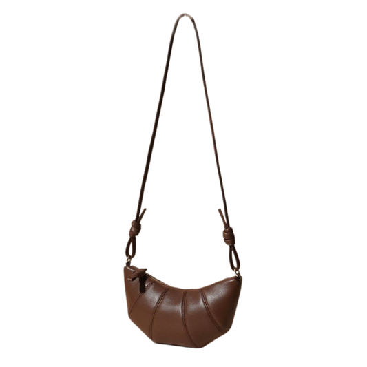Genuine Leather Croissant Crossbody Bag Chic Cowhide Crescent Purse
