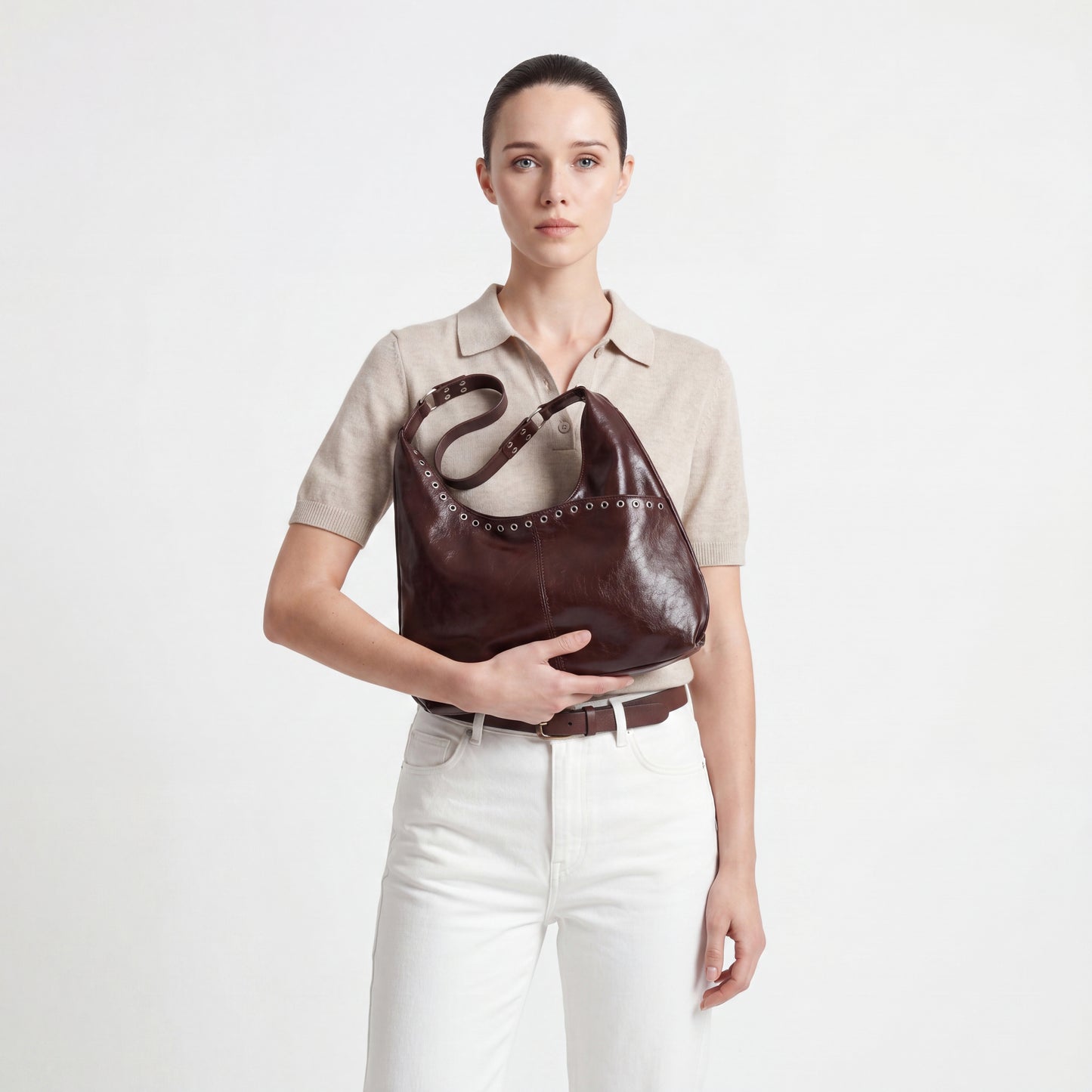 PU Leather Slouchy Tote Bag Large Hobo Elegant Commuter Shoulder Bag
