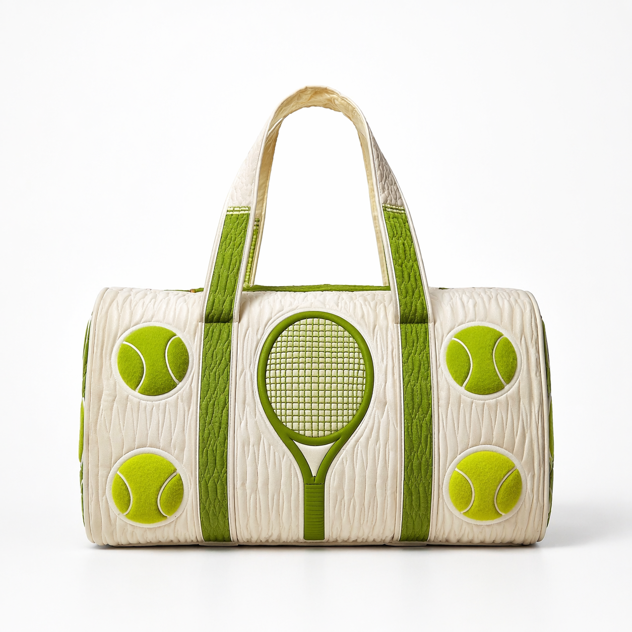 Quilted Tennis Duffle Bag Sports Gym Weekender Travel Tote