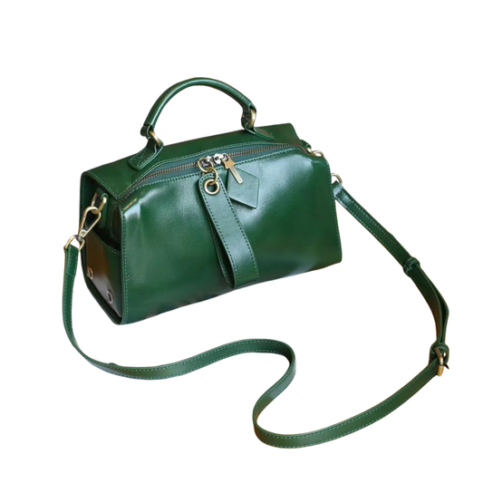 Veg-Tanned Leather Structured Satchel  Crossbody Work Bag