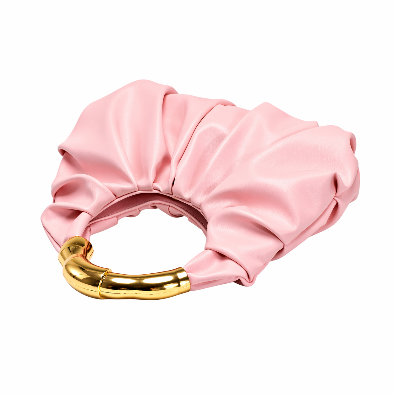 Asymmetric Hardware Ruched Cloud Clutch Minimalist Pleated PU Tote Bag