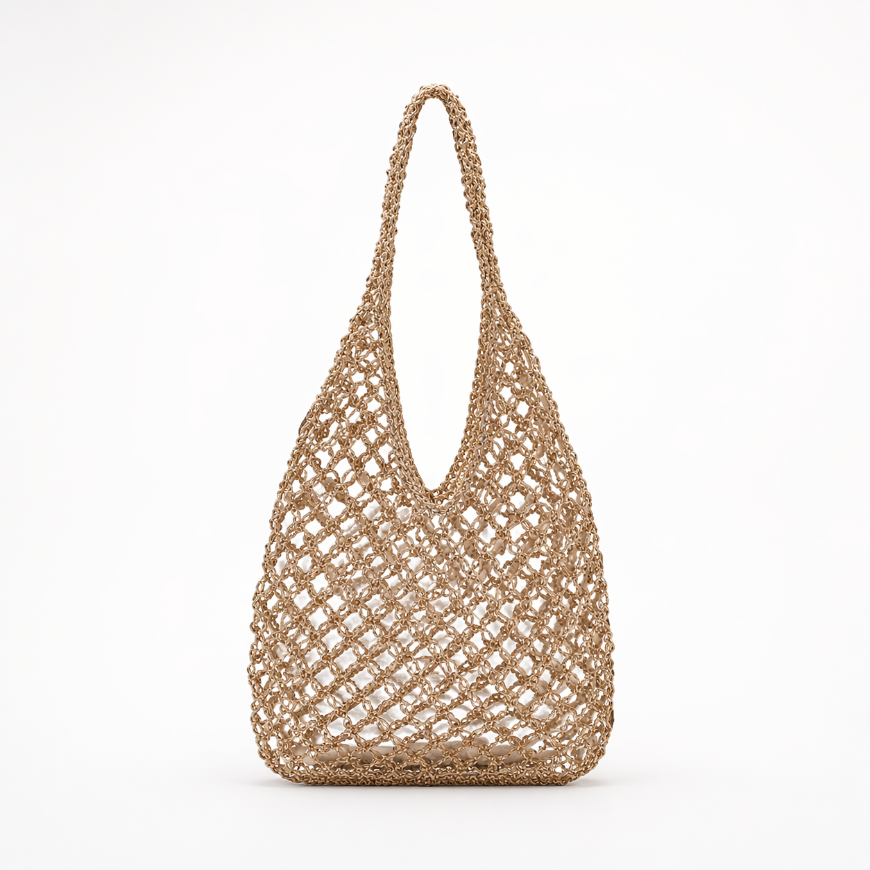 Lurex Straw Woven Bag Summer Beach Hollow Out Shoulder Tote with Pouch