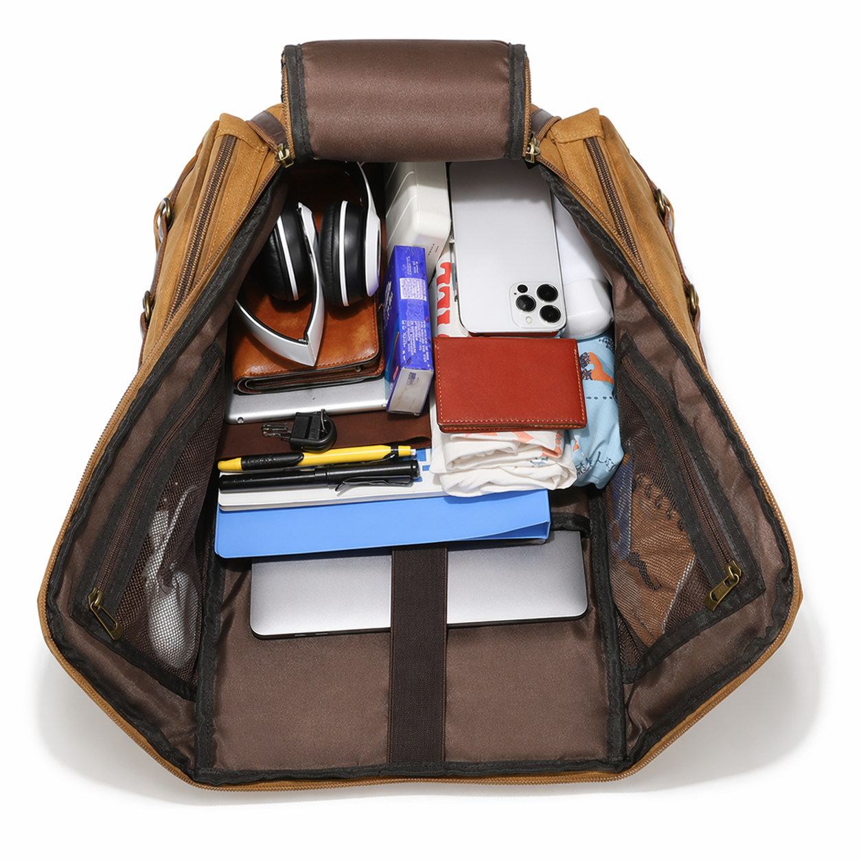 Waxed Canvas Backpack Vintage Leather Laptop Rucksack Waterproof Travel Bag