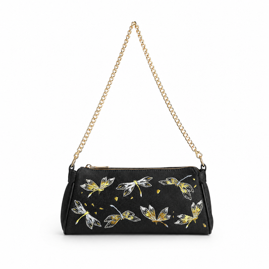 Dragonfly Embroidered Shoulder Bag Vintage Cheongsam Evening Clutch