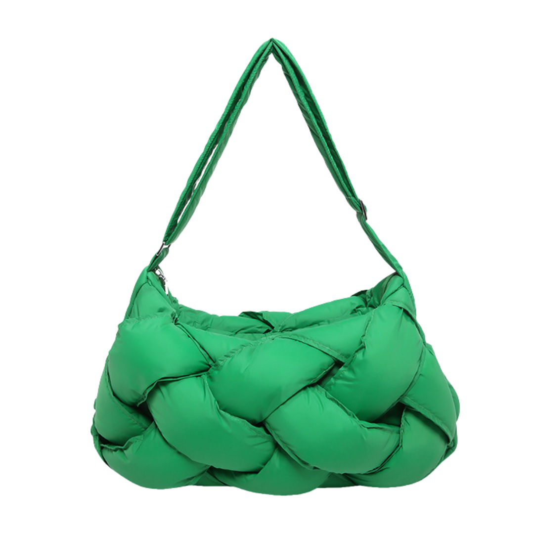 Woven Puffer Tote Bag Large Quilted Nylon Shoulder Crossbody
