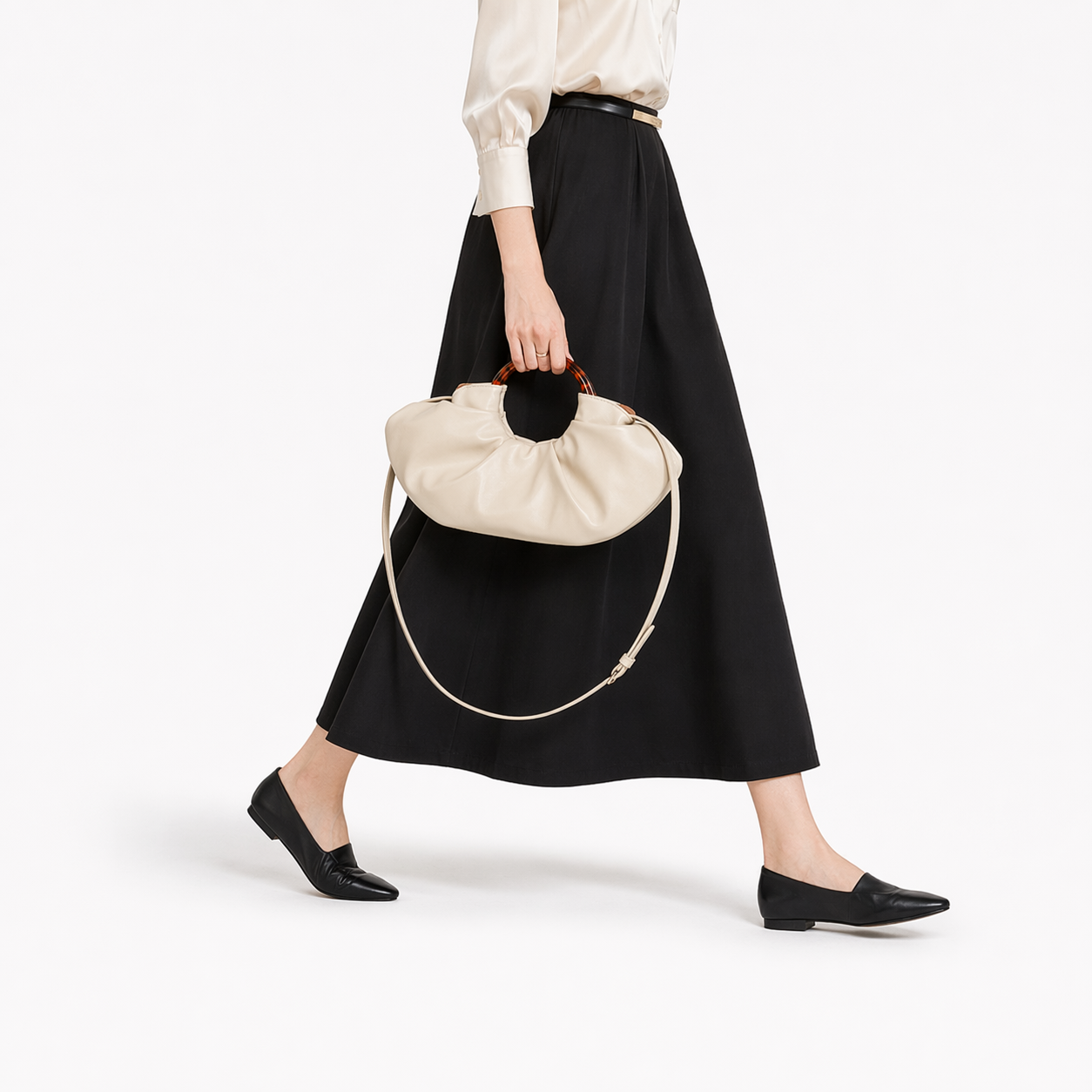 Vintage Ruched Cloud Hobo Large Capacity Pleated PU Crossbody Bag