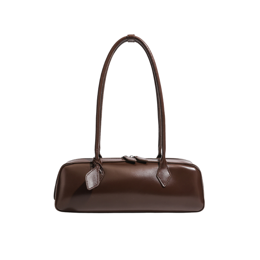 Genuine Leather East-West Baguette Bag French Style Shoulder Purse