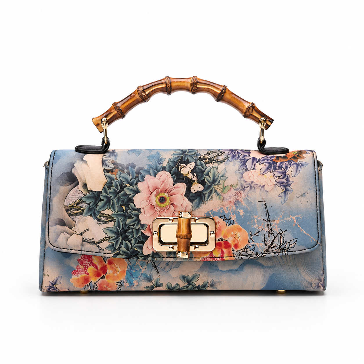 Vintage Bamboo Handle Cheongsam Crossbody Bag Chinese Evening Purse