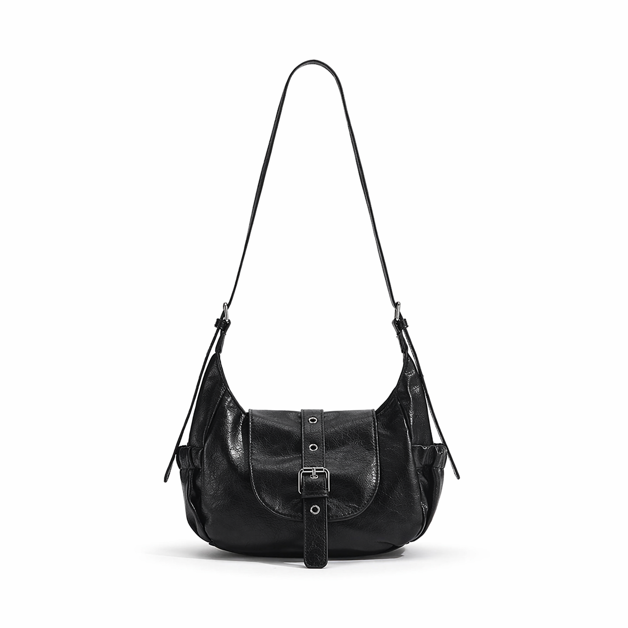 Soft PU Leather Saddle Bag Chic Hobo Crossbody Commuter Shoulder Bag