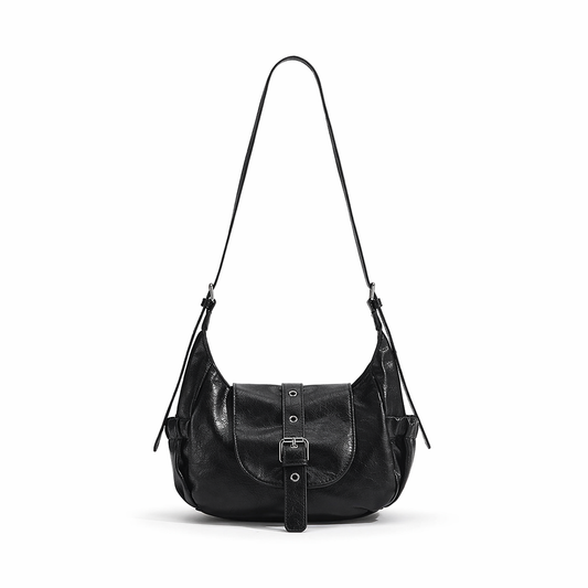 Soft PU Leather Saddle Bag Chic Hobo Crossbody Commuter Shoulder Bag