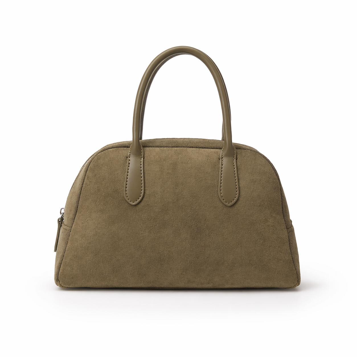 Minimalist Faux Suede Bowling Bag Vintage Boston Handheld Shoulder Bag