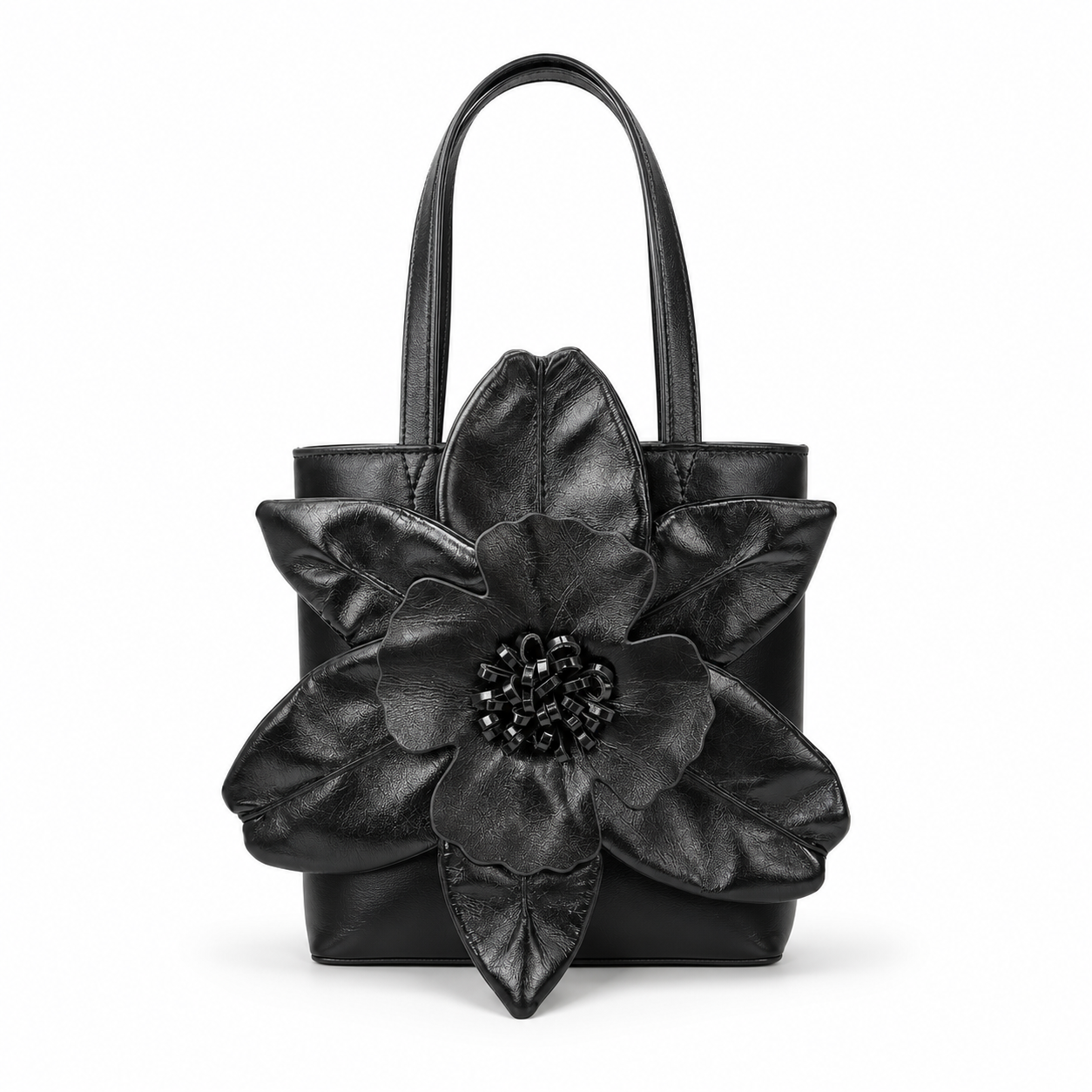 3D Flower Bucket Bag Floral Evening Clutch PU Bridal Wedding Top Handle