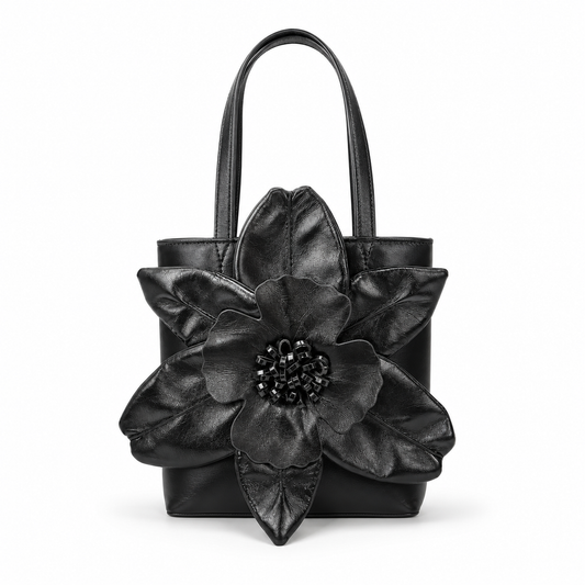 3D Flower Bucket Bag Floral Evening Clutch PU Bridal Wedding Top Handle
