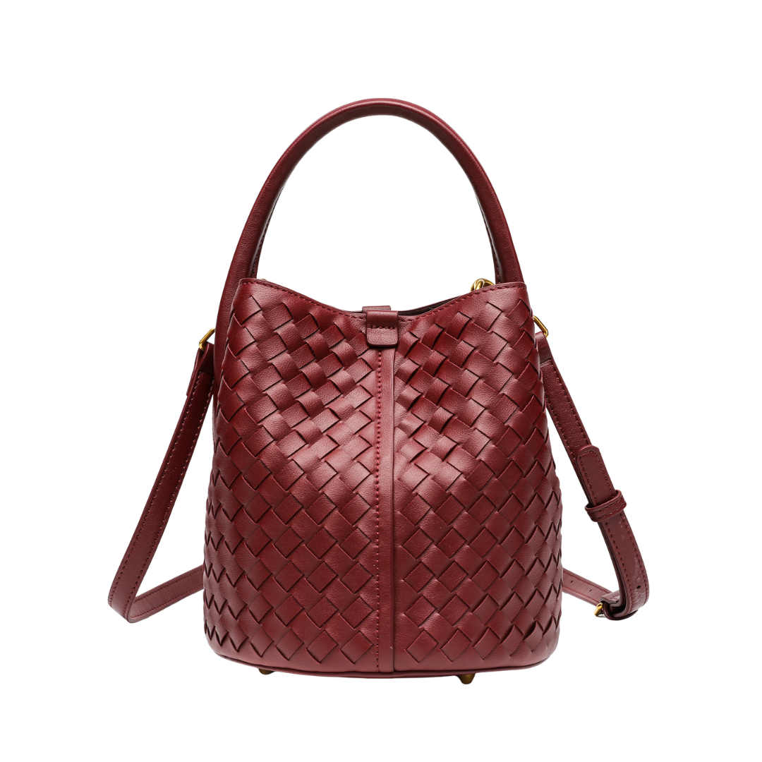 Handmade Woven Bucket Bag Crossbody Top Handle Purse