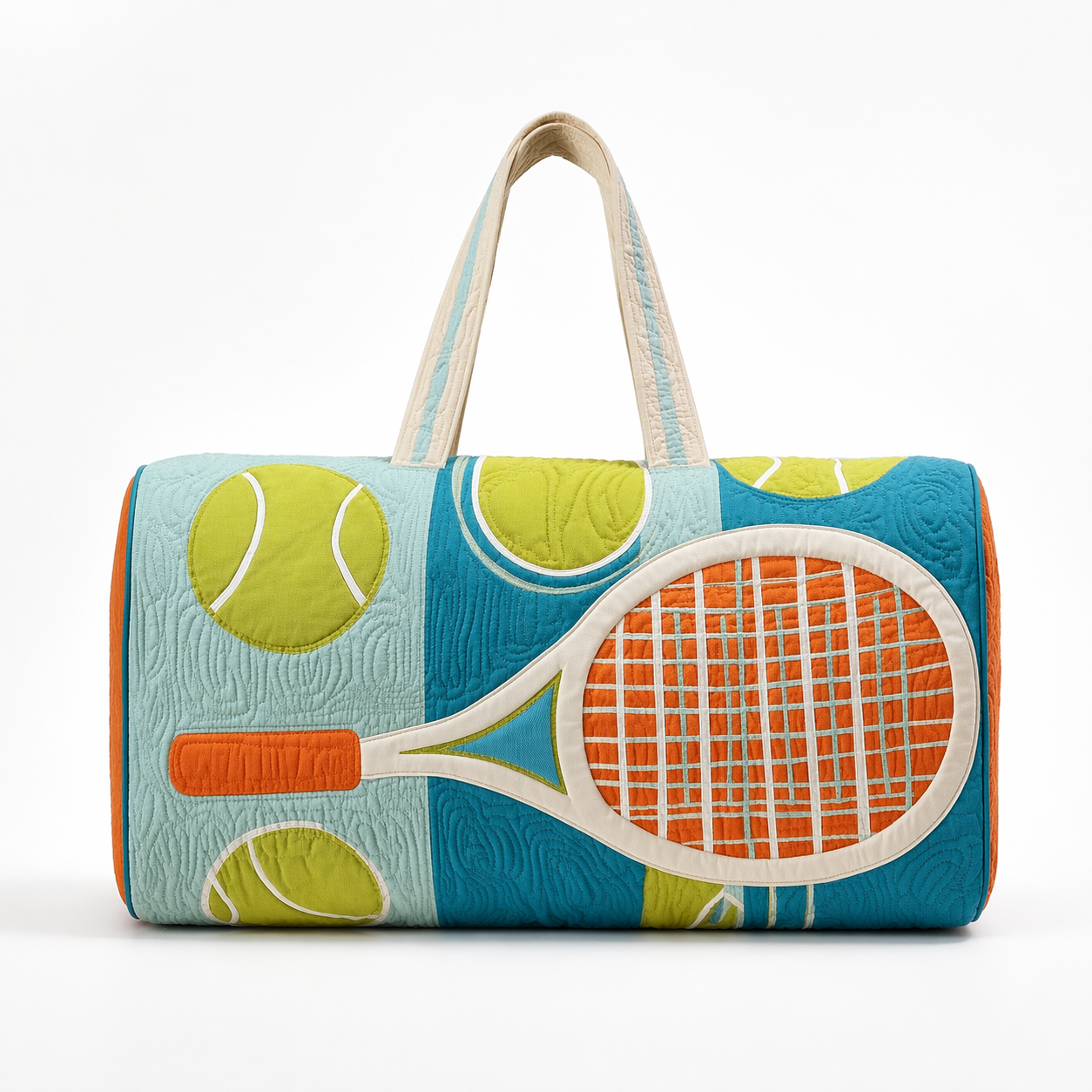 Quilted Tennis Duffle Bag Sports Gym Weekender Travel Tote